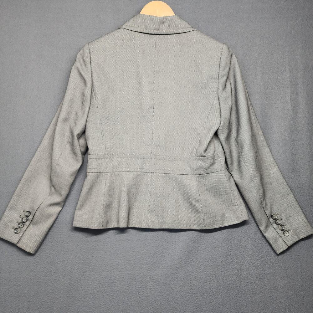 Ann Taylor Blazer Womens 4P Petite Gray Two Button Lined Career Work Jacket - Picture 2 of 9